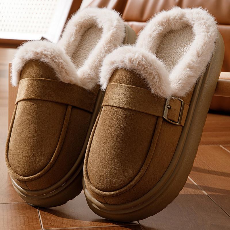 Fashion boots 2025 winter solid color with velvet thermal boots one pedal thickened student cotton shoes boots