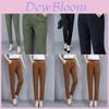 Spring Autumn Slim High Waist Womens Pants With Stretch Cotton Blend For Casual Wear