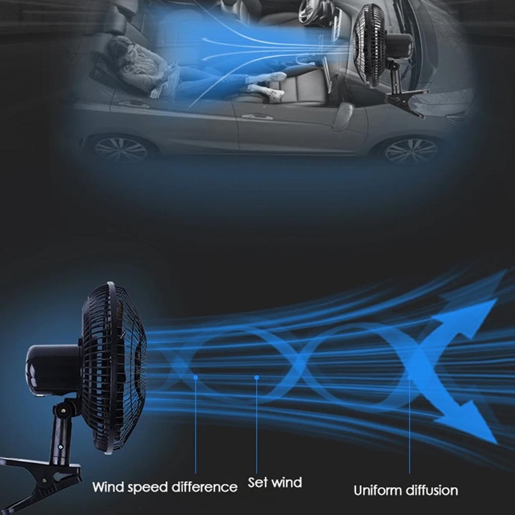Upgrades Car Fan with Flexible Speed Control & Oscillation Travel Friendly Vehicle Fan for Enhances Comfort on road