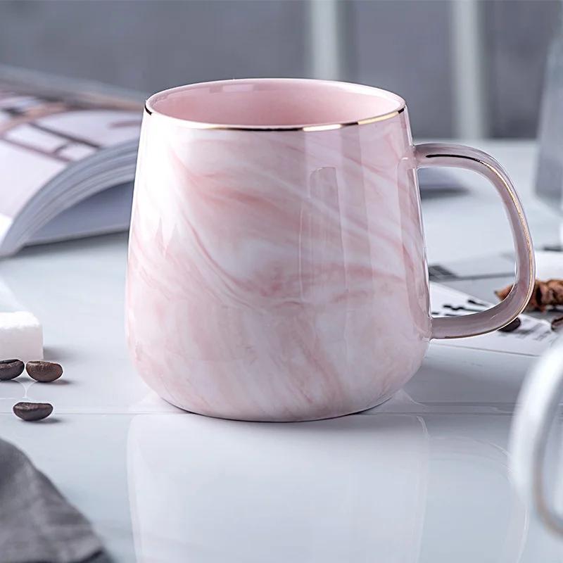 400ML Creative Ceramic Cups Marble Pink Coffee Mug Ceramic Coffee Cup Lover's Gift Porcelain Mugs For Tea Breakfast Cup For Milk