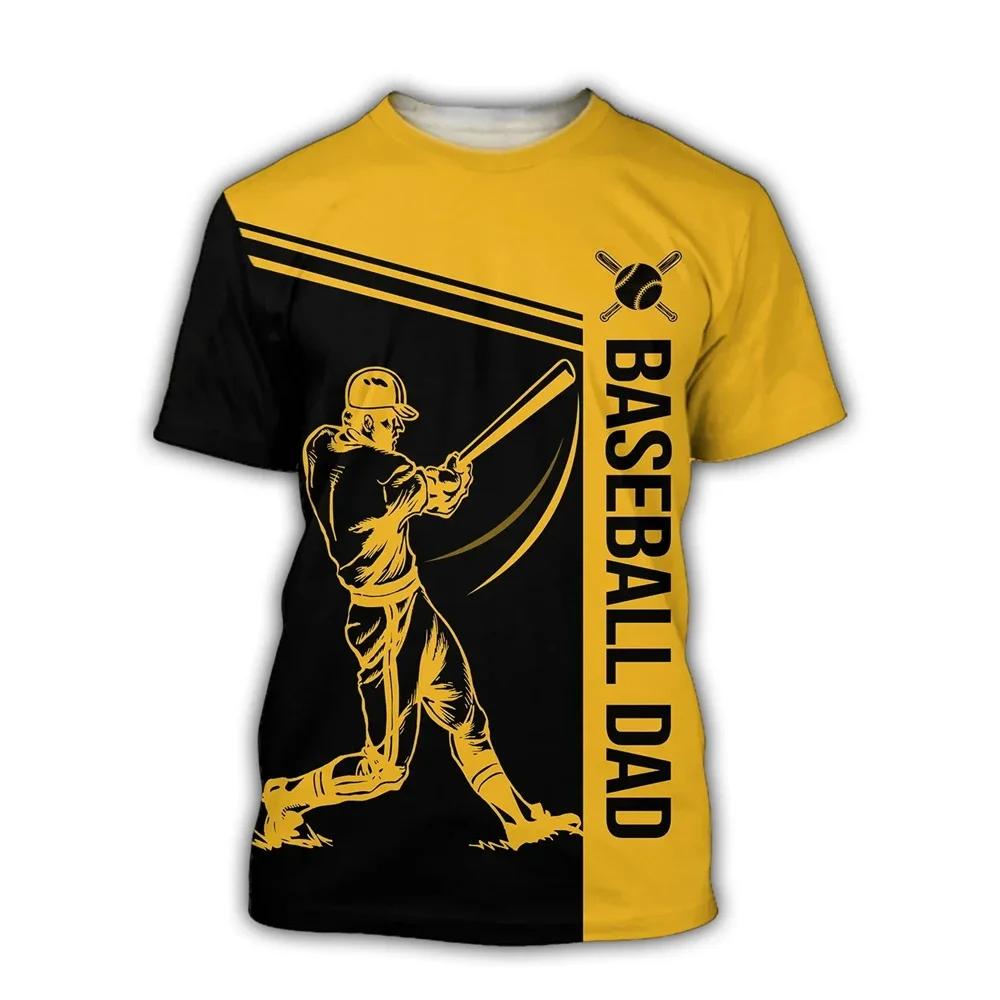 Baseball Sports 3D Printed Outdoor Men's Women's Short Sleeved T-shirt With Round Neck For Children Quick Drying Comfortable Top