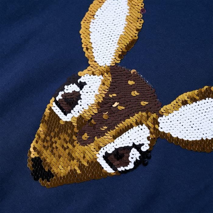 Children's Long-sleeved T-shirt with Glittery Deer, 2 Colors and 5 Sizes Available