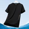 Men's Silk Ice Round Collar T-shirt, Simple Running Fitness Suit, Breathable Thin T-shirt, Quick Dry T-shirt, Summer