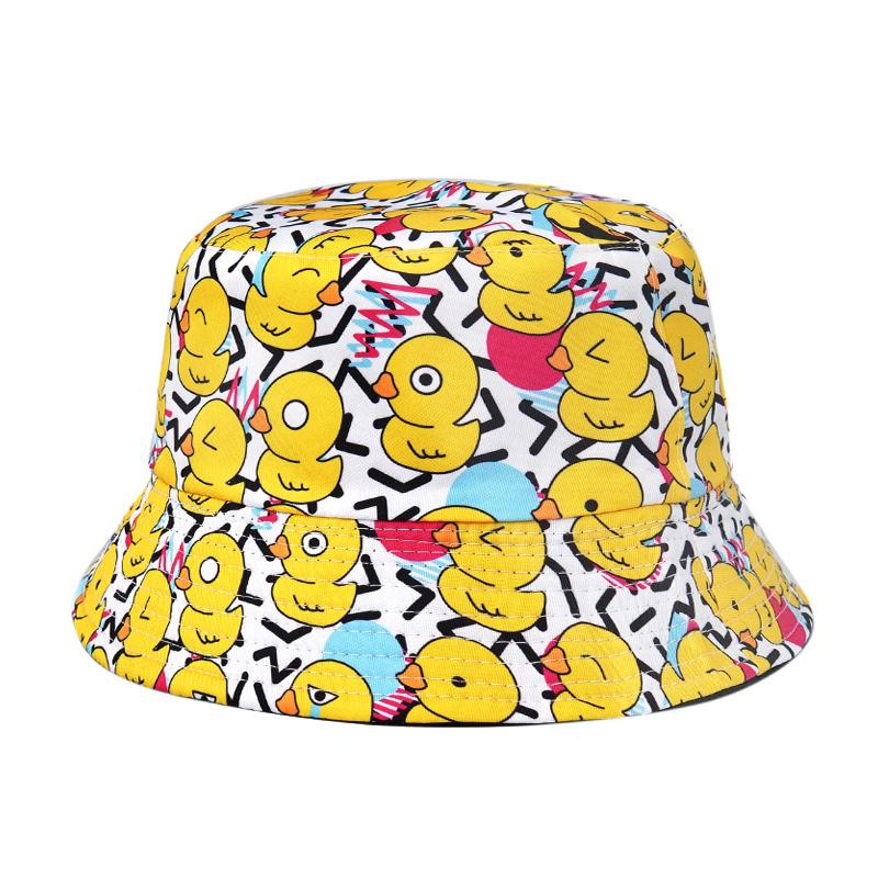 

Bocca Cartoon Yellow Duck Bucket Hat Cute Pattern Printing FisherUnisex Hats Double Sides Adult Panama Cap Summer Caps Hot Selling 56-58cm
