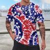 Men's Summer Short Sleeve Printed T-Shirts Casual Round Neck Independence Day Tee Patriotic Shirts