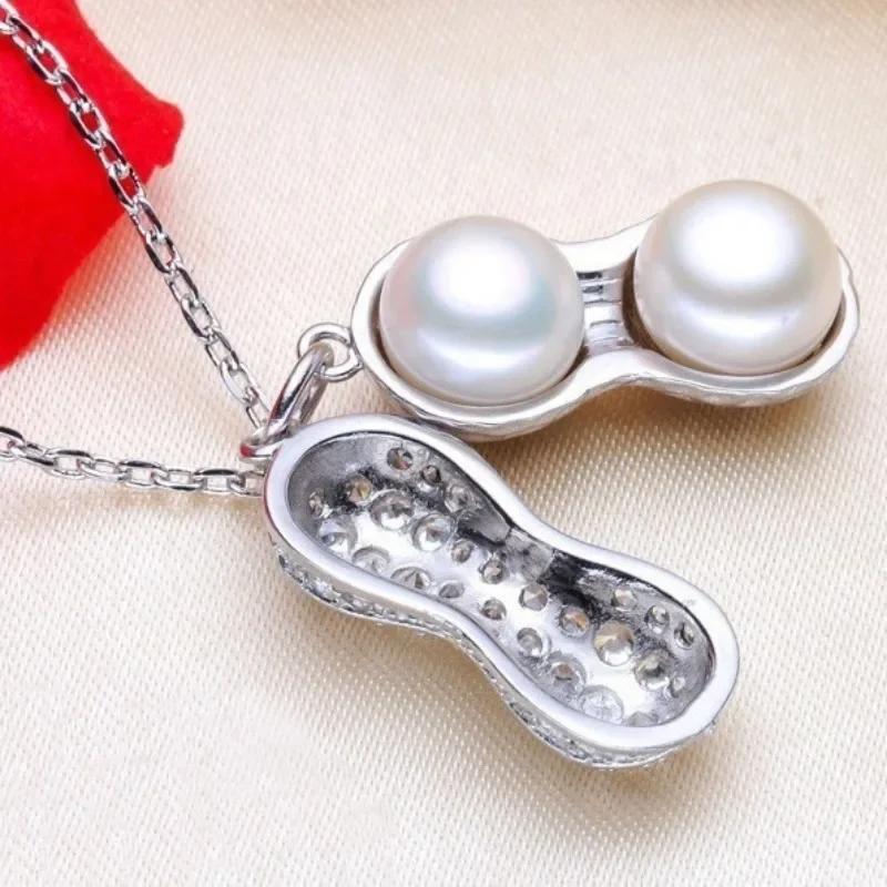 Simple Creative Fashion Style Necklace Peanut Pendant Necklace Jewelry Clear Pearl Necklace for Women Accessories Gifts Decor