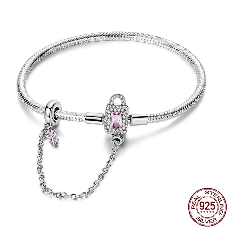S925 Silver Vintage Heart Snake Bone Bracelet Fit Original Design Charms DIY Jewelry Bracelet For Women Fine Gift