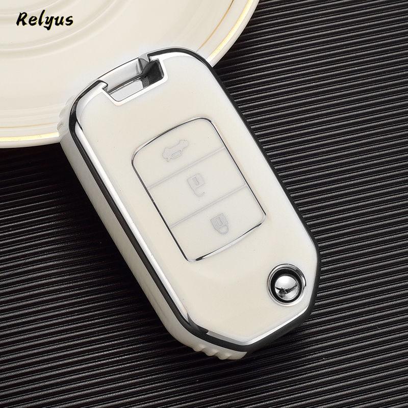 

For Honda Civic Accord City Odyssey Cr-V Xr-V Hr-V Vezel Jade Jazz Crider Car Tpu Flip Key Cover Case Holder Keychain Shell