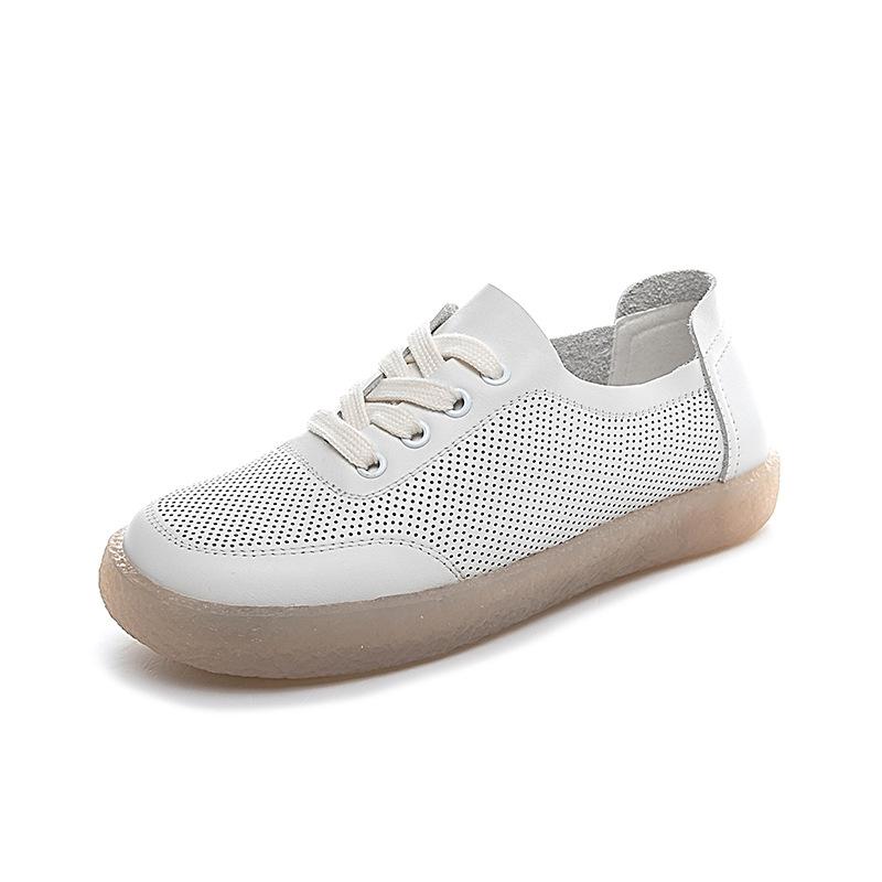 Fujin Sandales compensées à plateforme en cuir véritable de vache de 2,5 cm, mocassins Oxfords creux, chaussures plates d'été 2024 pour femmes, chaussures de mode