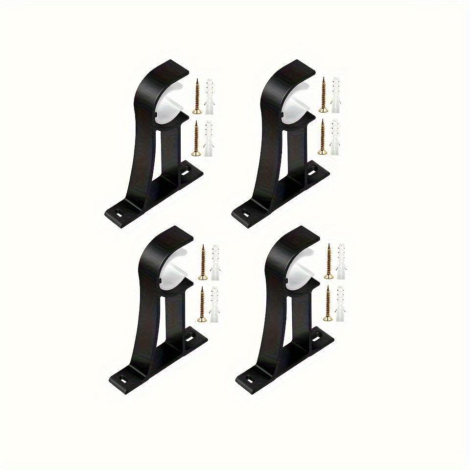 Black Wall-Mounted Curtain Rod Brackets, Durable Sturdy Brackets for Curtain Rods