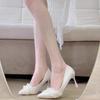 2025 Summer New Versatile Stiletto with Skirt Pointed French Gentle Fairy Bride High Heels Bridesmaid Shoes