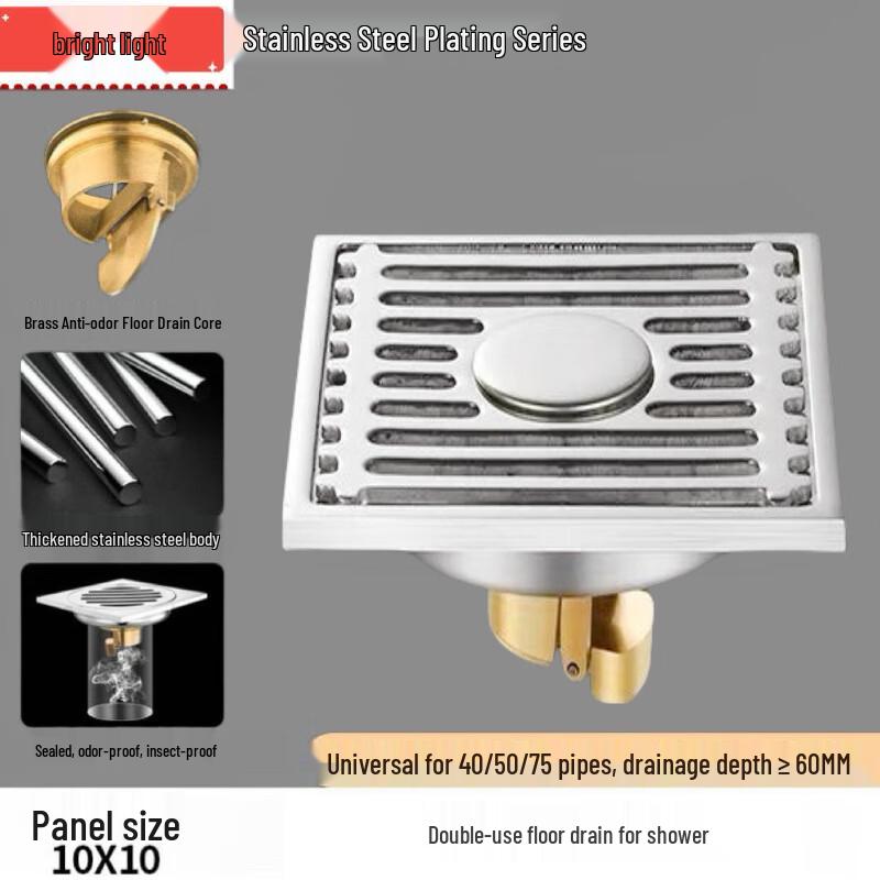 MDNG Thickened Stainless Steel Bathroom Floor Drain (2-Pack)