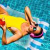 Inflatable Water HammockFloat for Adults, 130cm x 70cm, with Backrest, Comfortable, Non-Sinking, Mesh Bottom, Strong Buoyancy, Foldable, for Water