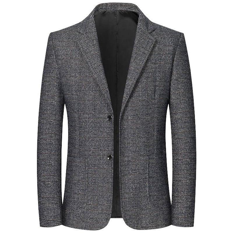 Spring Autumn Men's Plaid Blazers Smart Casual Formal Suits Jackets Coat Men Fashion Slim Fit Turn Down Collar Blazers Outerwear