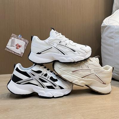 Breathable Student Morning Running Sports Shoes Women's Thick Soled Lifting Multifunctional Casual Shoes Color Blocking