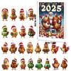 Christmas Ornament Advent 2D Acrylic Cute Chick Pendants 2025 24-Day Countdown Calendar Animal Charm Pendant for Christmas Tree