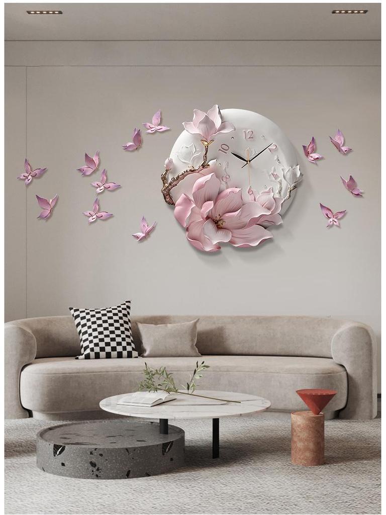 Minimalist Floral Hand-Painted Wall Clock
