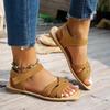 Fashion Summer Cross Strap Square Toe Sandals Women Casual Weightlight Flat Sandal Female 2025 Outdoor Beach Low Heel Sandalias Mujer