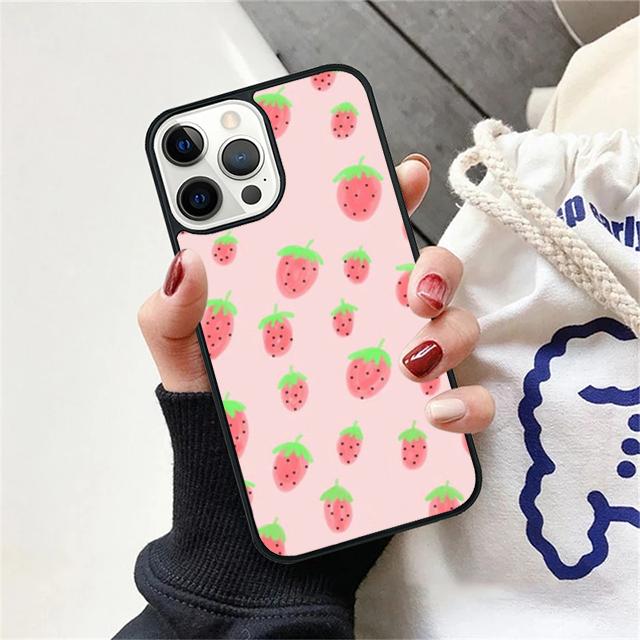 Pink Strawberry Pattern Coque Shell For iPhone 17 Air 15 16 14 13 12 Pro Max 11 Pro Max Plus Phone Case Cover