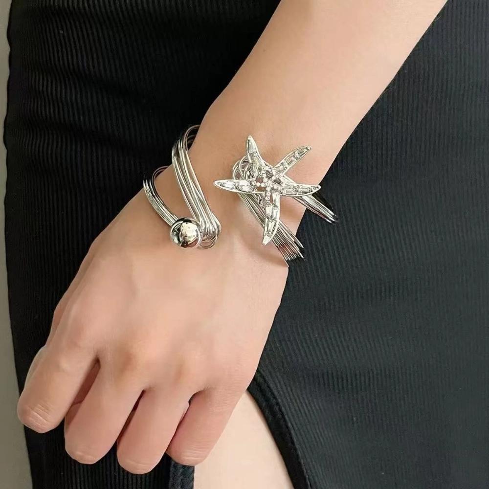 Irregular Starfish Cuff Bracelets Jewelry Crystal Starfish Bangles Star Armband Arm Chain  Women