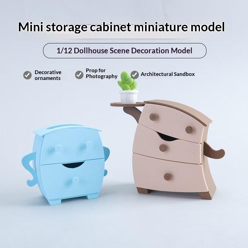 1/12 Miniature Dollhouse Furniture Model Storage Cabinet Cute Cartoon Style Kids Play House Accessories