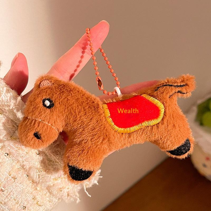 Cute Year Of The Horse Pony Mascot Plush Doll Stuffed Toy Keychain Pendant Bag Hanging Chinese New Year Blessing Souvenir Gifts