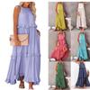 Summer New Vacation Style Ruffled Long Dress with Large Flowing Beach Dress for Women