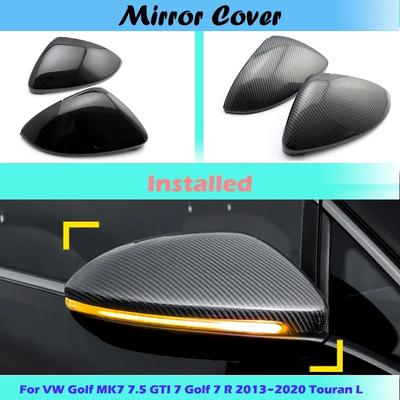 NEW For Volkswagen VW Golf MK7 7.5 GTI 7 Golf 7 R Touran L Car Side Wing Rear-View Mirror Cover Carbon Fiber Pattern Black Cover