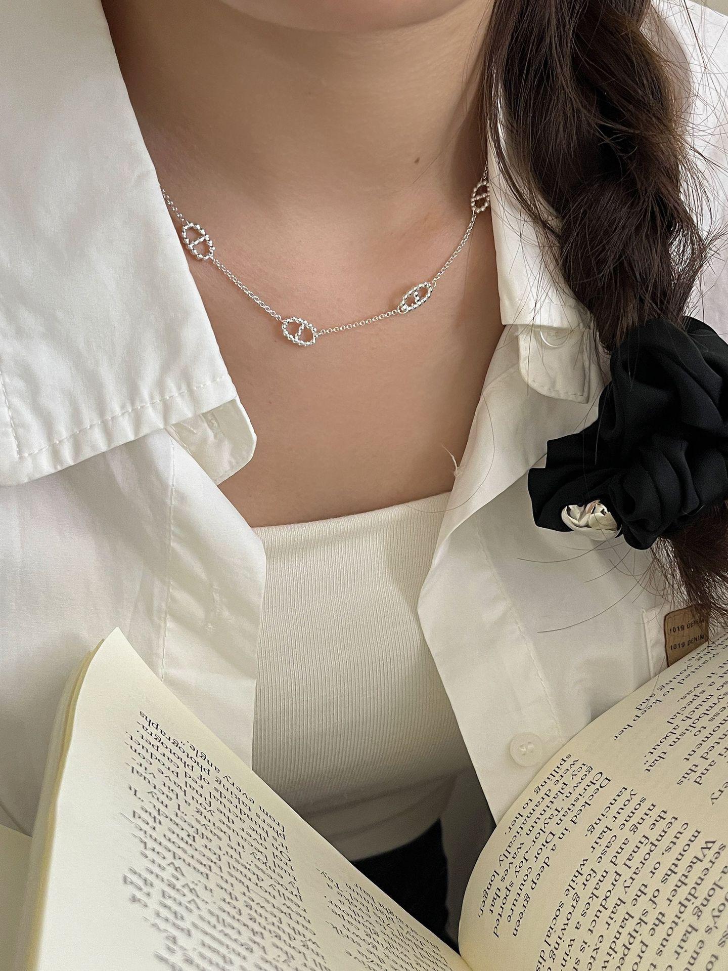 Exquisite S925 Sterling Silver Pig Nose Necklace & Bracelet Set for Girls - Versatile Cold Style Jewelry Gift 925 Silver серебряный