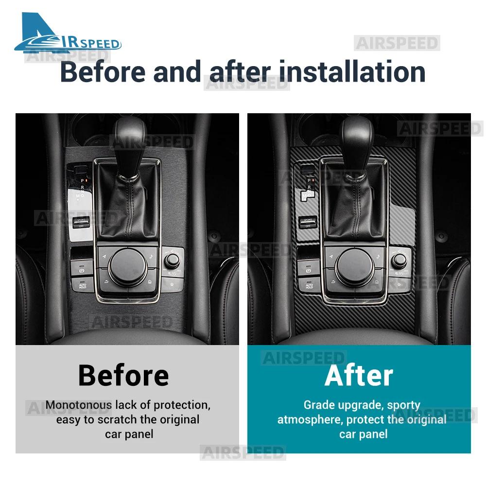 Automatic Car Gear Shift Trim Real Soft Carbon Fiber Sticker LHD RHD For Mazda 3 Axela BP 2019 2020 2025 2025 2025 2025 2025