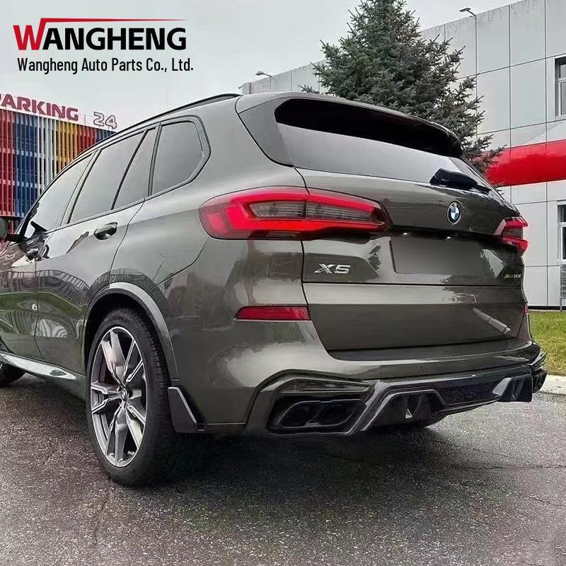 BMW X5 G05 Carbon Fiber Diffuser Kit: Front & Rear with Center Wing, Top Wing, Spoiler, and Rear Wing.
