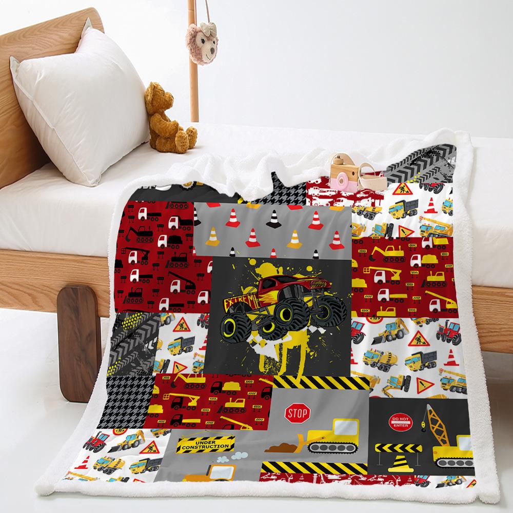 Blanket 2D digital printing lamb wool crystal fleece construction car blanket blanket