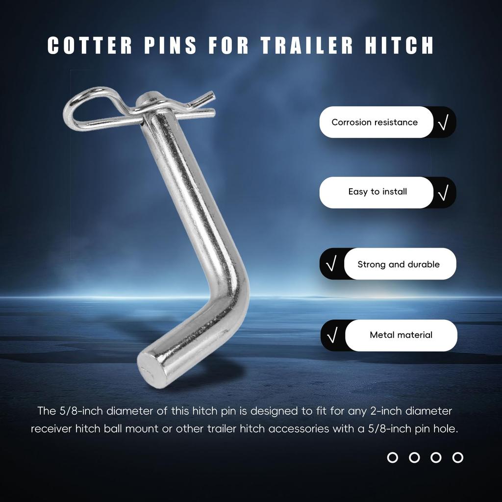 Limnyves Trailer Hitch Pin and Clip, 5/8" Diameter Heavy Duty Trailer Hitch, 2" Diameter Receiver Hitch Ball Mount