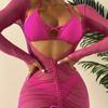 European and American Bikini Three-piece Long Gauze Skirt Strap Swimsuit
