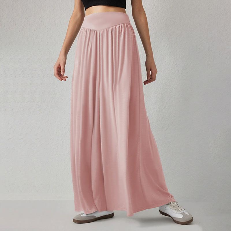 

Женские удобные повседневные танцевальные драпированные брюки-кюлоты с высокой посадкой, однотонные, свободного кроя, с широкими штанинами XXL