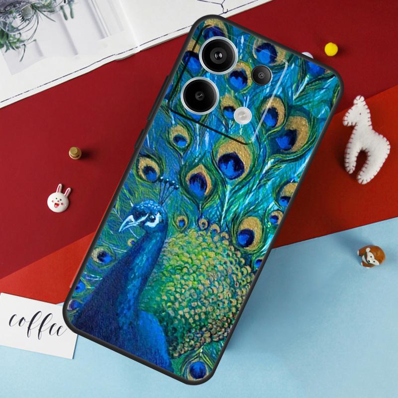 Bird Peacock Feather Case For Xiaomi Redmi Note 14 12 11 10 13 Pro 15 Pro Plus Redmi 15 14C 10C 12C 13C 15C Cover