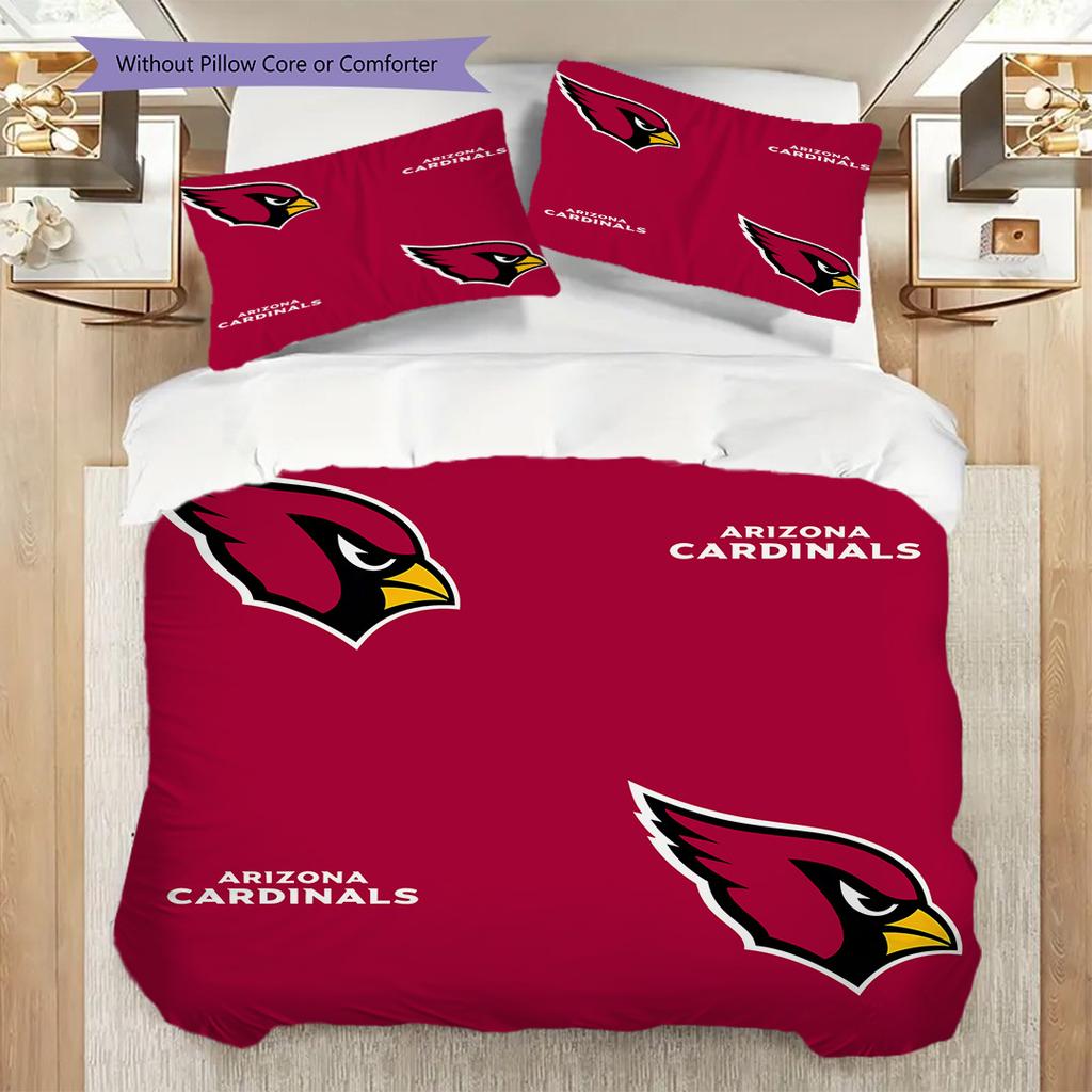 Arizona Cardinals Pattern Bedding Quilt Set Quilt Cover Pillowcase Home Decoration Birthday Gift (1 * Duvet Cover + 2 * Pillowcase, Without Core)