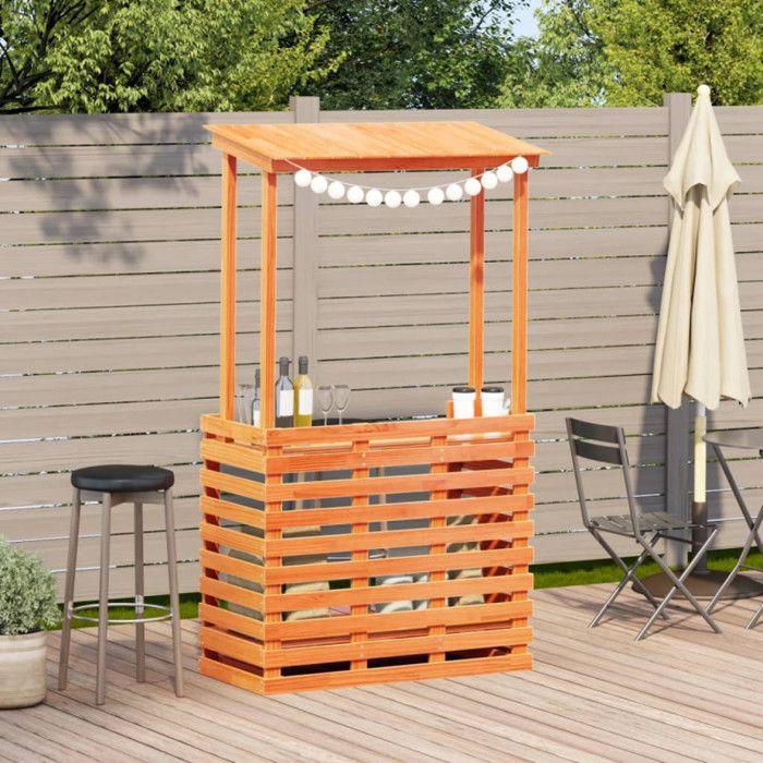 Table de bar d'extérieur - VIDAXL - Bois de pin massif - Toit - 2 étagères - 57 cm de profondeur