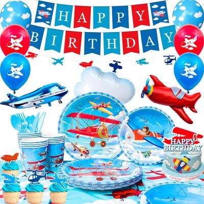 Airplane Birthday Party Decorations,Airplane Party decorations&Airplane Party Tableware-Airplane Plates Etc Airplane Birthday Party Supplies