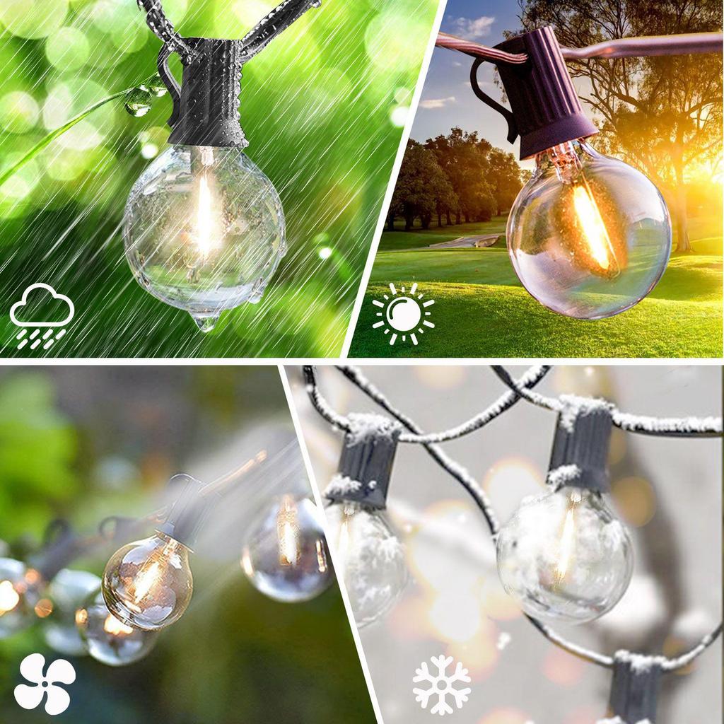 Night Market Retro LED String Lights with E26 G40 Bulbs - Copper Wire, EU/US Standard