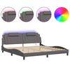VidaXL Bed Frames with LED Lights, Upholstered Bed with Cushion, Double Bed, Adult Bedroom Bed, Modern, Grey 200x200 Cm 3214046