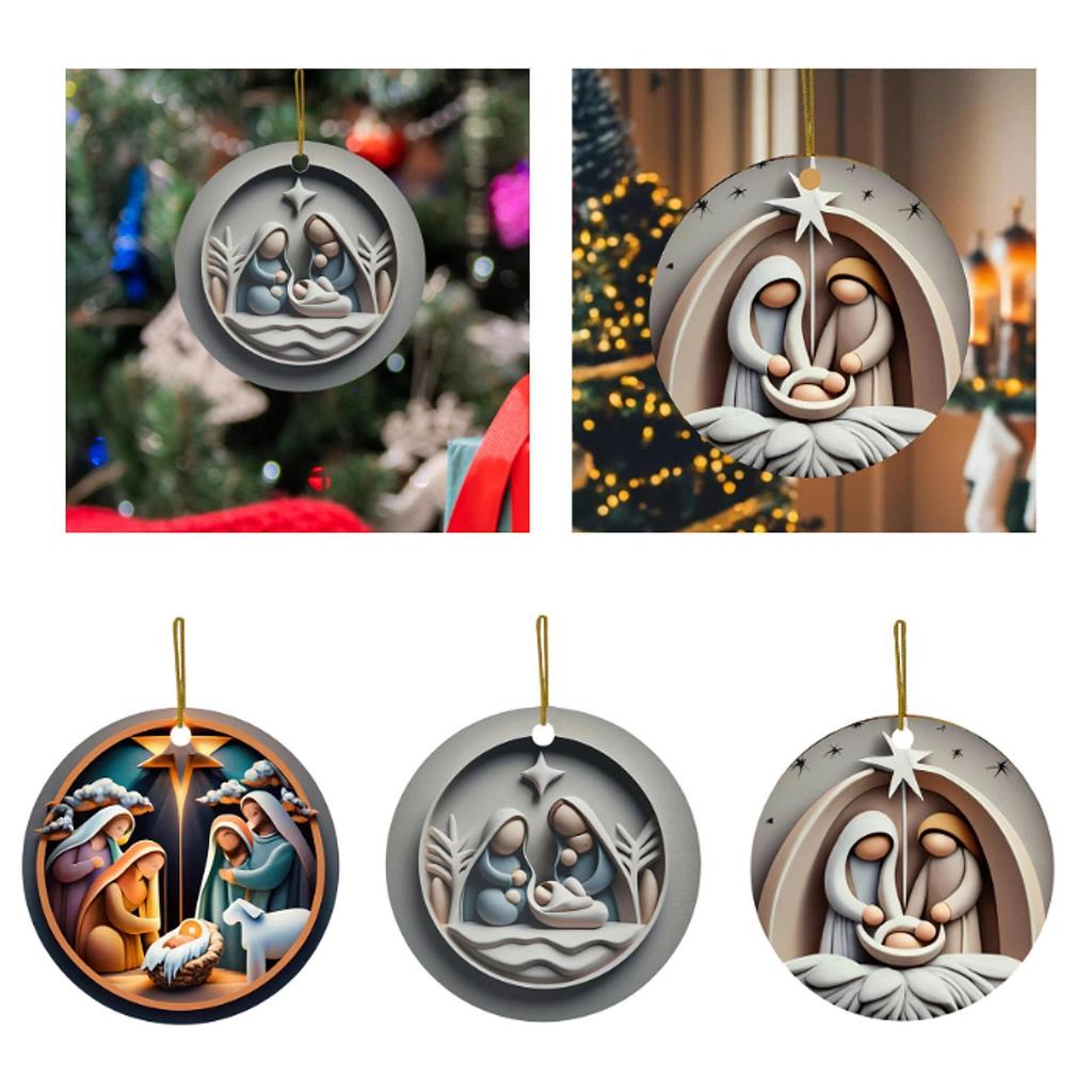 Nativity Hanging Decorations Acrylic Ornament Decorative Party Supplies for Bedroom Living Room Office Housewarming Farmhouse