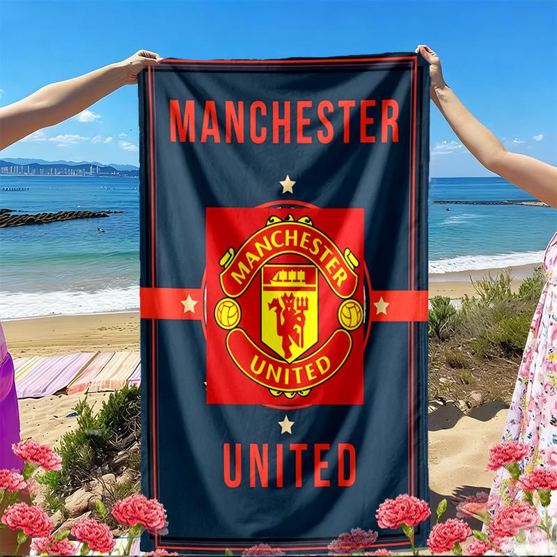 Manchester Football Print Beach Towel, Versatile Lightweight Absorbent Beach Towel for Pool Surf Yoga Bathroom, Perfect Birthday Holiday Gift