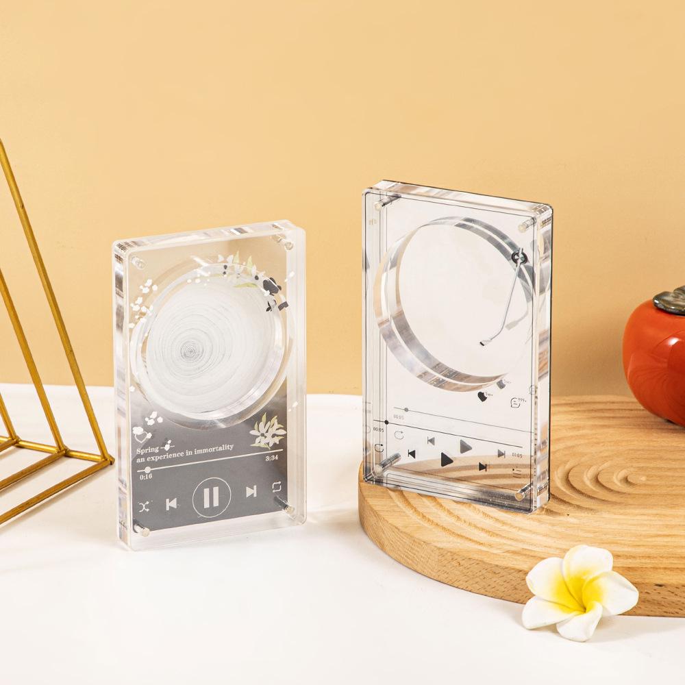 Custom Summer Blossoms Acrylic CD Player Badge & Brick Record Display Rack