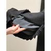 Plus Size Dark Grey Woolen Retro Pleated A-line Skirt for Women - Spring/Autumn