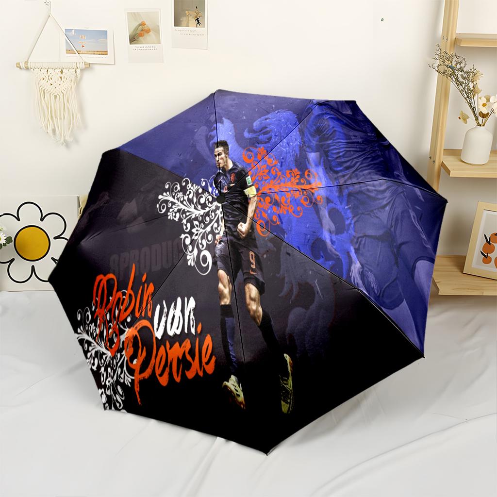 Football Player Action Compact Travel Automatic Umbrella Retractable Design with 8-Rib Durability Foldable Design All-Season Travel Fashionable