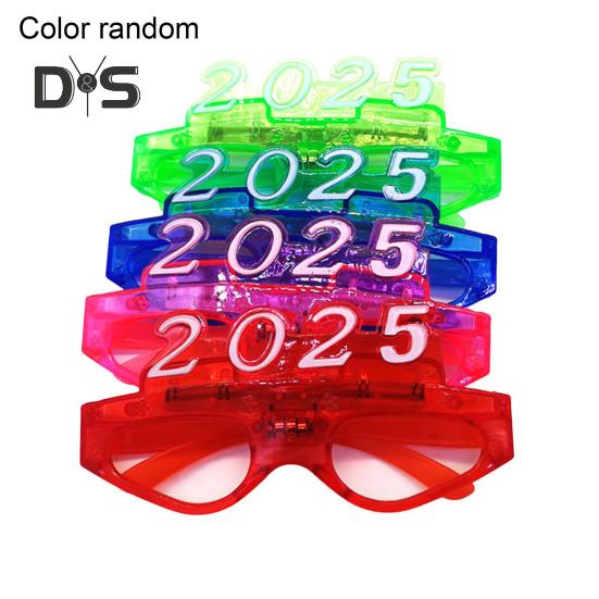 2025 Christmas Glasses Sequin 3 Flashing Modes LED Light Up 2025 New Year Photo Prop Anti-slip Unisex Holiday Themed Party Atmosphere Activator