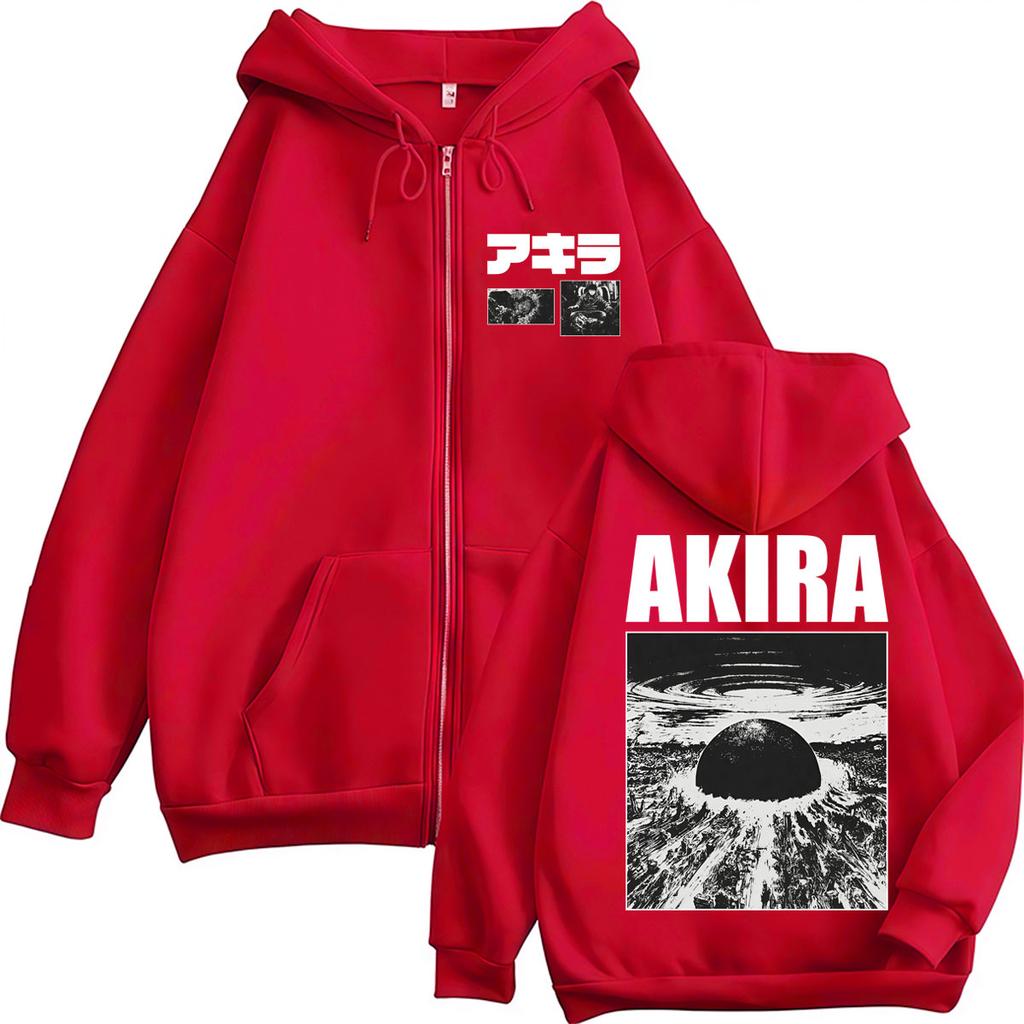 Japanese Anime Science Fiction Akira Saro Kaneda Zipper Hoodies Men Women Vintage Manga Sweatshirt Fleece Oversized Coats Y2k