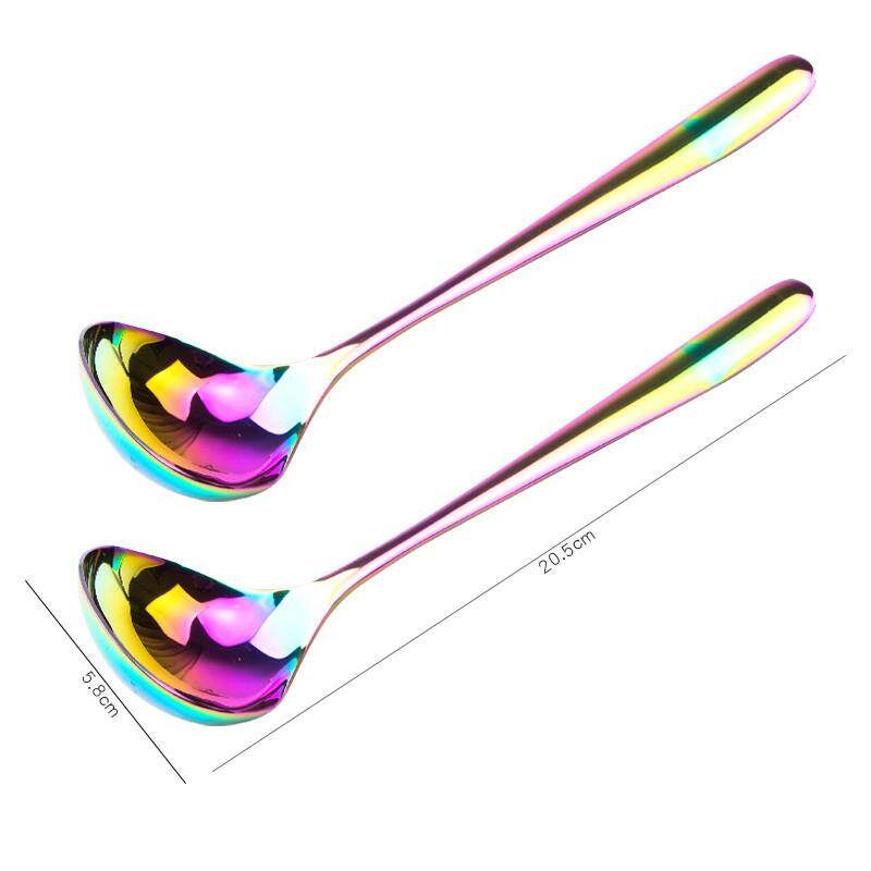 304 Stainless Steel Spoon Japanese Style Trendy Soup Spoon Long Handle Household Large Soup Spoon Short Handle Ramen Spoon