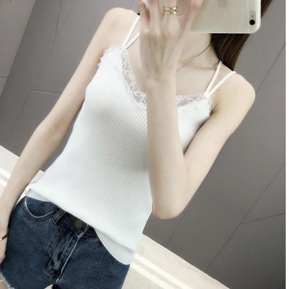 Modal Cotton Lace Trim V-Neck Camisole - Women's Versatile Spring & Autumn Top